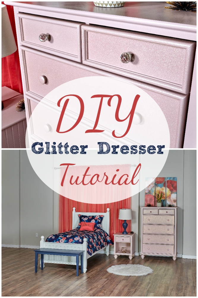 Learn how to spray glitter in a HomeRight paint sprayer to create a sparkly glitter dresser