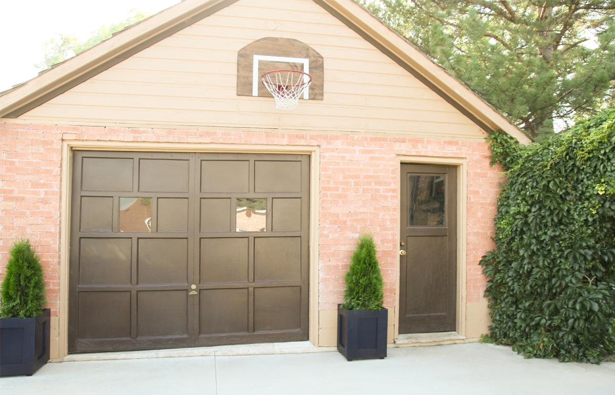 garage with diy outdoor planters
